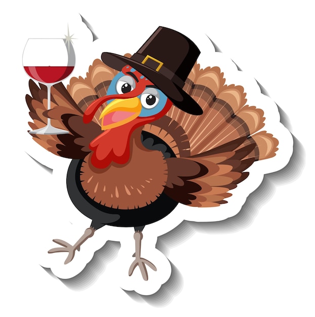 Free Vector | Isolated turkey sticker on white background