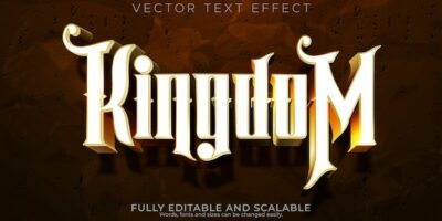 Free Vector | Kingdom metallic text effect editable legend and warrior text style