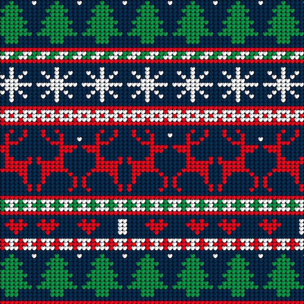 Free Vector | Knitted christmas pattern concept