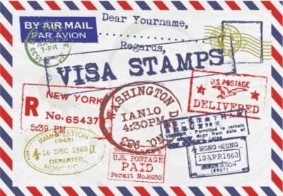 Free Vector | Letter with visa stamps
