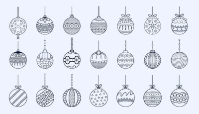 Free Vector | Line style christmas bauble elements design in set