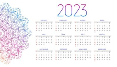 Free Vector | Mandala style 2023 new year calendar background design