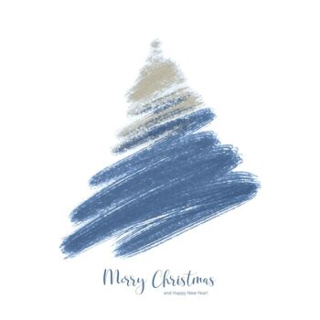 Free Vector | Merry christmas and happy new year greeting card tree on white background