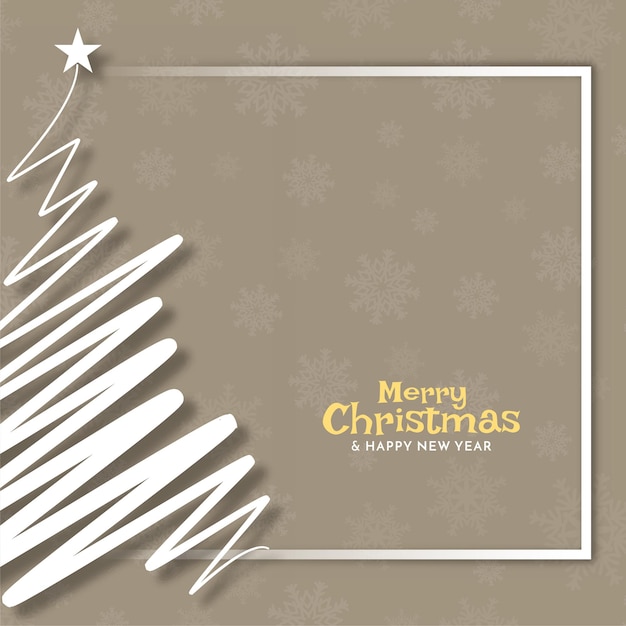 Free Vector | Merry christmas festival line art tree background design vector