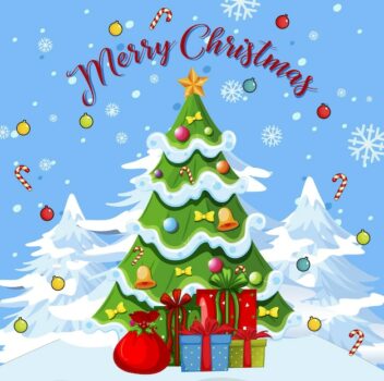 Free Vector | Merry christmas greeting card design with christmas tree and gif