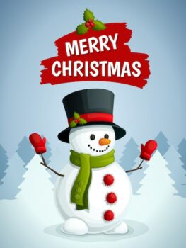 Free Vector | Merry christmas greeting card with snowman illustration