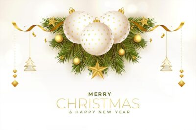 Free Vector | Merry christmas holiday festival card with 3d decorative elements