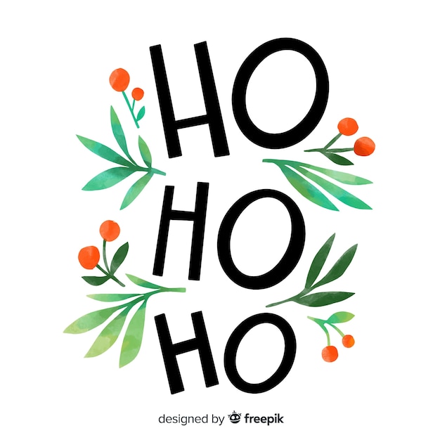 Free Vector | Merry christmas lettering with ho ho ho