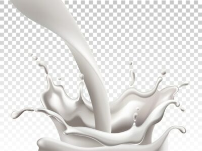 Free Vector | Milk pouring down and making big splashes