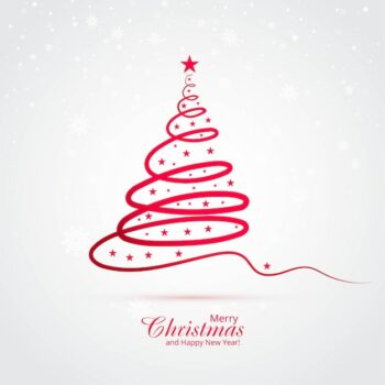 Free Vector | Minimal line christmas tree card background