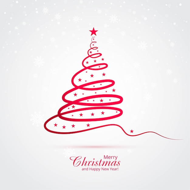 Free Vector | Minimal line christmas tree card background