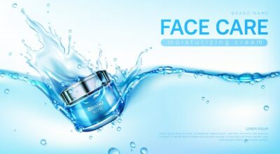 Free Vector | Moisturizing face cream in water splash