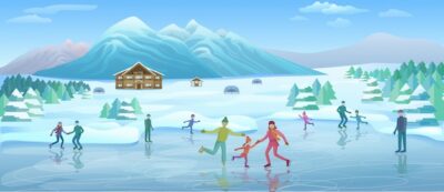 Free Vector | Mountain winter recreation template
