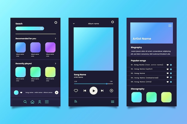 Free Vector | Music player app interface
