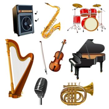 Free Vector | Musical instruments decorative icons set