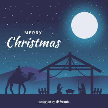 Free Vector | Nativity silhouettes background