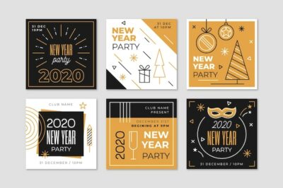 Free Vector | New year 2020 party instagram post collection