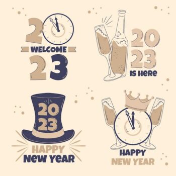 Free Vector | New year 2023 celebration labels collection