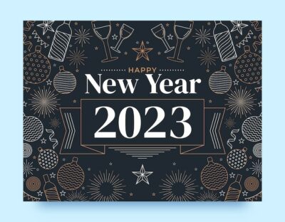 Free Vector | New year 2023 celebration photocall template