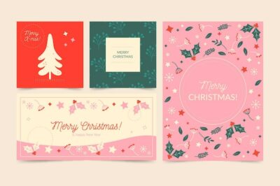 Free Vector | Ornamental christmas cards collection