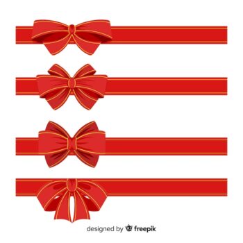 Free Vector | Ornamental christmas ribbon collection