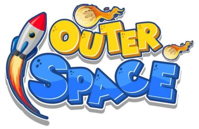 Free Vector | Outer space logo with spaceship