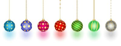 Free Vector | Pack of shinny christmas bauble design in different colors vector illustration