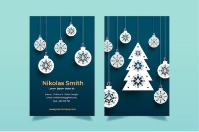 Free Vector | Paper style business christmas cards template