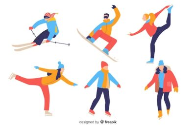 Free Vector | People doing winter sports