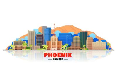 Free Vector | Phoenix city skyline. arizona usa. vector illustration.business and tourism image.