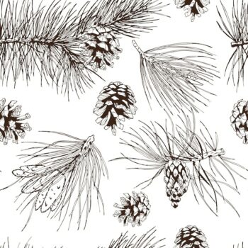Free Vector | Pine fir christmas tree cedar spruce and cones seamless pattern vector illustration
