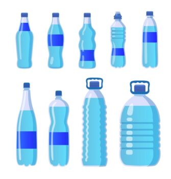 Free Vector | Plastic drinking water bottles set
