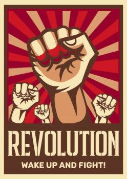 Free Vector | Raised fist vintage constructivist revolution communism promoting poster symbolizing unity solidarity with oppressed people fight