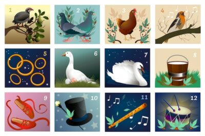 Free Vector | Realistic 12 days of christmas illustration