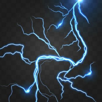 Free Vector | Realistic blue lightning bolts