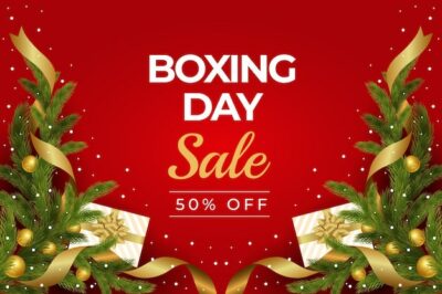 Free Vector | Realistic boxing day sale background