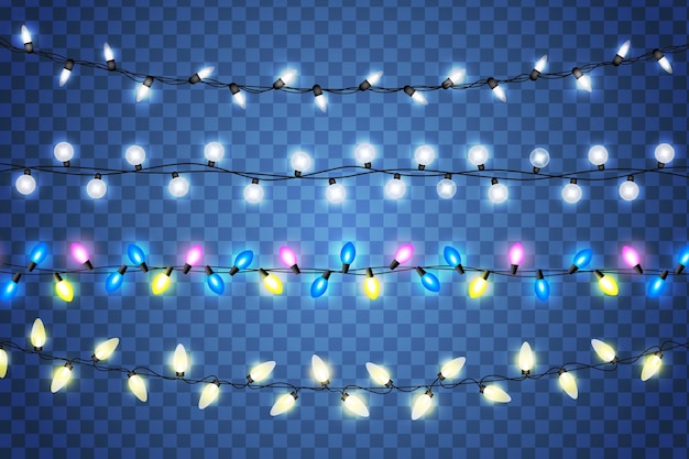 Free Vector | Realistic christmas lights collection