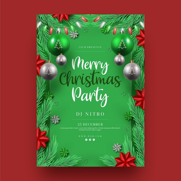 Free Vector | Realistic christmas party poster template