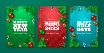Free Vector | Realistic christmas pf 2023 cards