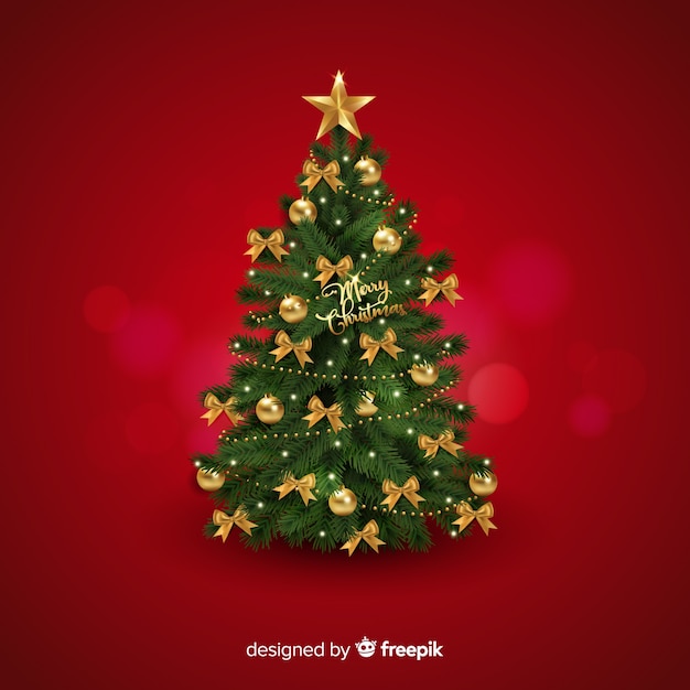 Free Vector | Realistic christmas tree background