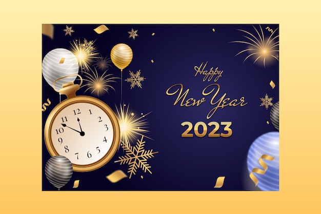 Free Vector | Realistic new year 2023 greeting cards set