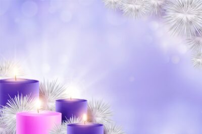 Free Vector | Realistic purple candles advent background