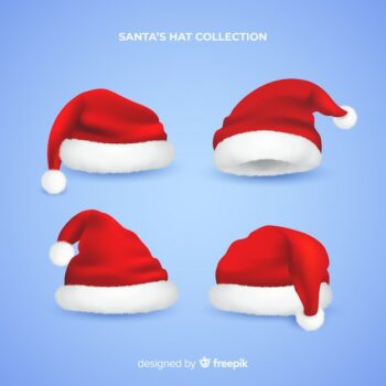 Free Vector | Realistic santa hat collection