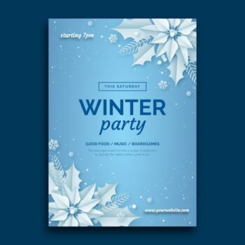 Free Vector | Realistic winter party invitation
