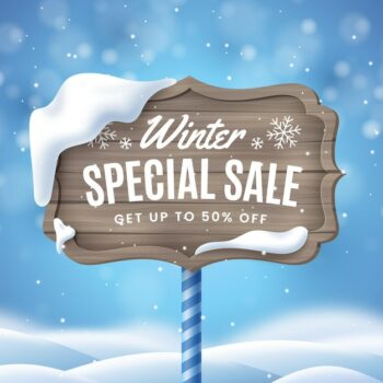 Free Vector | Realistic winter sale ad on sign