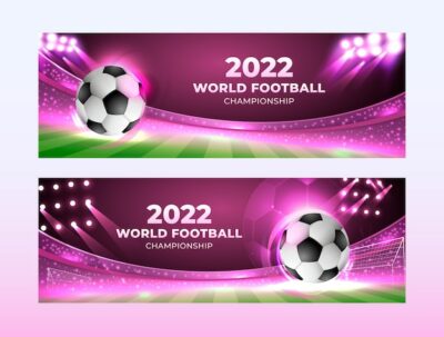 Free Vector | Realistic world footbal championship horizontal banners set