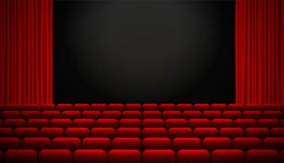 Free Vector | Red movie theater seats with curtains background