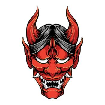 Free Vector | Red oni mask isolated on white