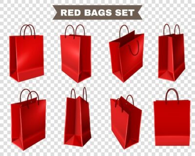 Free Vector | Red shopping bags set