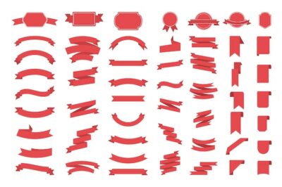 Free Vector | Red text ribbons set on white background